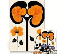 Rompecabezas de 1000 Piezas con diseño de riñón y Flor Naranja para Adultos Juguete para ejercitar la Mente Juego de Interior Pieza de Arte de Corte preciso (38x52cm)
