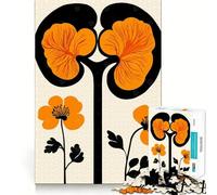 Rompecabezas de 1000 Piezas con diseño de riñón y Flor Naranja para Adultos Juguete para ejercitar la Mente Juego de Interior Pieza de Arte de Corte preciso (38x52cm)