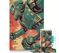 Rompecabezas de 1000 Piezas con diseño de Robot Azul Retro para Adultos Ideal para Mejorar la Memoria, calmar la Mente y Crear un diseño Creativo (50x75cm)