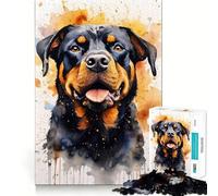 Rompecabezas de 1000 Piezas con diseño de Rottweiler en Acuarela para Adolescentes Refuerza la Memoria Divertido y Relajante Borde de Calidad Regalo Ideal (50x75cm)