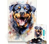 Rompecabezas de 1000 Piezas con diseño de Rottweiler en Acuarela para Adultos y Adolescentes Juguete Intelectual para el hogar Disfrute de un Corte de Calidad Regalo clásico (50x75cm)