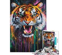 Rompecabezas de 1000 Piezas con diseño de Rugido de Tigre Vibrante Ideal para Juegos educativos desafíos y diversión en Familia Mejora la Memoria Excelentes Regalos y Juguetes (tamaño 38x26cm)