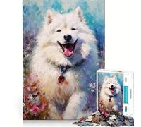 Rompecabezas de 1000 Piezas con diseño de Samoyedo para Adolescentes, Juguete Que estimula la lógica y Alivia la tensión, con Bordes de Calidad, Ideal para Pedir un Deseo a Papá Noel (38x26cm)