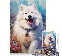 Rompecabezas de 1000 Piezas con diseño de Samoyedo para Adolescentes, Juguete Que estimula la lógica y Alivia la tensión, con Bordes de Calidad, Ideal para Pedir un Deseo a Papá Noel (38x26cm)