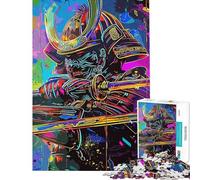 Rompecabezas de 1000 Piezas con diseño de samurái neón para Adultos Un desafío difícil Que Ayuda a ejercitar el Cerebro cumpleaños 38x26cm