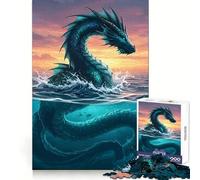 Rompecabezas de 1000 Piezas con diseño de Serpiente Marina emergiendo del océano para Adultos Ideal para ejercitar la Mente y aliviar el estrés Decoración de Pared con Bordes precisos (38x52cm)