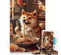 Rompecabezas de 1000 Piezas con diseño de Shiba Inu de Ramen, para Adultos, desafío para la Mente Juguete fácil de Usar Corte preciso (50x75cm)