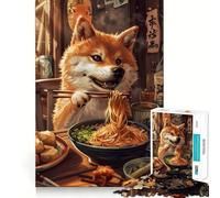 Rompecabezas de 1000 Piezas con diseño de Shiba Inu Ramen para Adultos, Juguete de lógica Mental, Juego de Mesa Serene Time, Corte Firme, (38x26cm)