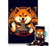Rompecabezas de 1000 Piezas con diseño de Shiba Inu Ramen para Adultos y Adolescentes Ideal para Mejorar la Memoria, Relajarse y armar 38x52cm