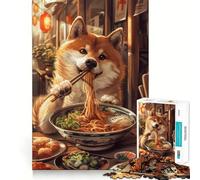 Rompecabezas de 1000 Piezas con diseño de Shiba Inu y Ramen para Adultos y Adolescentes Juguete de Habilidad, Relajante y Divertido Bordes Ajustados Regalo Ideal para Festivales (50x75cm)