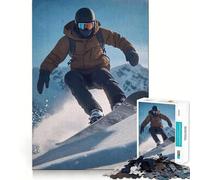 Rompecabezas de 1000 Piezas con diseño de Snowboarder en una Ladera de montaña para Adultos Juguete para la Mente, Divertido y Relajante Piezas de colección con Corte preciso (50x75cm)