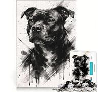 Rompecabezas de 1000 Piezas con diseño de Staffordshire Bull Terrier Juego de ingenio Regalo de cumpleaños con Piezas de Formas aleatorias Que encajan Perfectamente 38x26cm