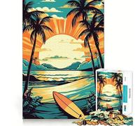 Rompecabezas de 1000 Piezas con diseño de Tabla de Surf Estilo Vintage Retro para Adolescentes Ideal para ejercitar la Mente Jugar en Grupo con Corte de precisión Festivales 50x75cm