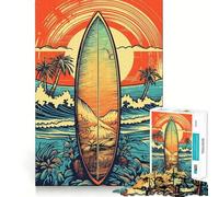 Rompecabezas de 1000 Piezas con diseño de Tabla de Surf Vintage Retro para Adolescentes, Ideal para desarrollar la Memoria y Relajarse Decoración de Pared 50x75cm