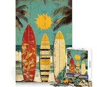 Rompecabezas de 1000 Piezas con diseño de Tablas de Surf Beach Vibes para adolescentesIdeal para ejercitar la Mente, divertirse y relajarseCierre seguroRegalo único (38x26cm)