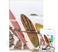 Rompecabezas de 1000 Piezas con diseño de Tablas de Surf Juego de ingenio Actividades Familiares con póster y Hoja de Preguntas a Juego 50x75cm