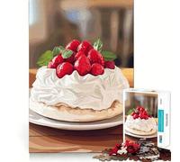 Rompecabezas de 1000 Piezas con diseño de Tarta de Merengue de Fresa para Adultos Un Rompecabezas Mental Relajante y Divertido para armar Una cálida Sorpresa 38x26cm