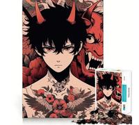 Rompecabezas de 1000 Piezas con diseño de Tatuaje de Demonio Estilo Anime para Adultos Juego de Memoria Cerebral con Encaje Huecos Actividad Relajante para un Descanso Mental (38x26cm)