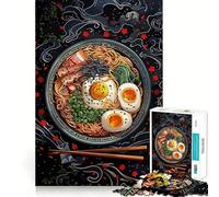 Rompecabezas de 1000 Piezas con diseño de tazón de Ramen con Huevos para Adultos y Adolescentes Juguete de lógica sólida Divertido y silencioso Corte de precisión Incluye la Imagen de Papá Noel