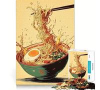 Rompecabezas de 1000 Piezas con diseño de tazón de Ramen, Palillos y Salpicaduras, Ideal para Adolescentes Refuerza la Memoria y el vínculo Familiar Bordes precisos Regalo Original (50x75cm)