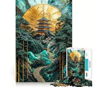Rompecabezas de 1000 Piezas con diseño de Templo en un Bosque de bambú Juego de lógica con articulaciones afiladas Un Juego Pasar un rato Agradable Regalo Ideal para Navidad (50x75cm)