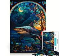 Rompecabezas de 1000 Piezas con diseño de tiburón en Cristal para Adultos Juguete de lógica Avanzada para el hogar y el Ocio Regalo Ideal 38x26cm