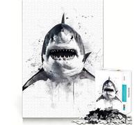 Rompecabezas de 1000 Piezas con diseño de Tiburones en Acuarela para Adultos y Adolescentes Mejora la Memoria Ligero y Relajante Corte preciso Un Regalo Encantador 50x75cm
