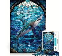 Rompecabezas de 1000 Piezas con diseño de Tiburones y vidrieras para Adolescentes Mejora la Memoria, estimula el Juego Relajante y Tiene Bordes limpios Artículo de Santa Claus 38x26cm