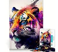 Rompecabezas de 1000 Piezas con diseño de Tigre, Animal Colorido, para Adultos Juguete para ejercitar la Mente y Relajarse Corte Perfecto Regalo Memorable 50x75cm
