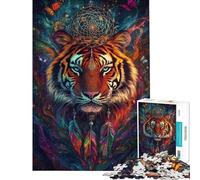 Rompecabezas de 1000 Piezas con diseño de Tigre atrapasueños Juego Educativo desafío Juguete Juegos Familiares Mejora la Memoria Excelentes Regalos y Juguetes (tamaño 75x50cm)