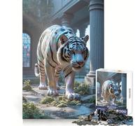 Rompecabezas de 1000 Piezas con diseño de Tigre Blanco con Marcas iridiscentes para Adolescentes Estimula el Pensamiento lógico y el Tiempo Libre Diseño Elegante y práctico (38x26cm)