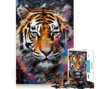 Rompecabezas de 1000 Piezas con diseño de Tigre Caminando sobre Pintura, Ideal para Adolescentes Juguete Mental para aliviar la ansiedad Corte Premium Regalo Elegante 38x52cm