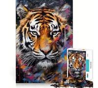 Rompecabezas de 1000 Piezas con diseño de Tigre Caminando sobre Pintura para Adolescentes Juguete de lógica y Rompecabezas Diversión Garantizada Corte de precisión Regalo Elegante 38x26cm