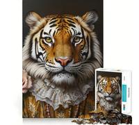 Rompecabezas de 1000 Piezas con diseño de Tigre con Atuendo Real, Ideal para Adolescentes Un Reto Mental Juguete para el hogar 38x52cm