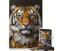 Rompecabezas de 1000 Piezas con diseño de Tigre con Atuendo Real para Adultos y Adolescentes Juguete para el Tiempo Libre Decoración de Pared con Bordes precisos 38x26cm