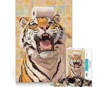 Rompecabezas de 1000 Piezas con diseño de Tigre con Papel higiénico en la Cabeza, Ideal para Adultos Juguete para ejercitar la Mente, Divertido y Casual Corte de precisión Regalo artístico 38x52cm