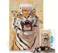 Rompecabezas de 1000 Piezas con diseño de Tigre con Papel higiénico en la Cabeza, Ideal para Adultos y Adolescentes Juguete Mental para Relajarse y calmar Regalo 50x75cm