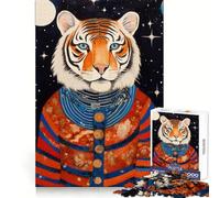 Rompecabezas de 1000 Piezas con diseño de Tigre de Arte Tribal para Adultos Ideal para Fortalecer la Mente, Relajarse y Disfrutar de la Comodidad Bordes Uniformes Un Bonito Regalo (38x26cm)