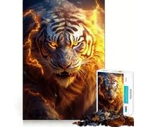 Rompecabezas de 1000 Piezas con diseño de Tigre de energía poderosa para Adultos Juguete para ejercitar la Mente y Relajarse Corte Perfecto Regalo Memorable 50x75cm