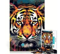 Rompecabezas de 1000 Piezas con diseño de Tigre en Acuarela para Adultos Juguete para ejercitar la Mente Diversión Casual Corte de precisión Regalo artístico 38x26cm
