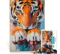 Rompecabezas de 1000 Piezas con diseño de Tigre en Primer Plano para Adolescentes Juguete para ejercitar la Mente, Relajante y Divertido Diseño para armar 38x52cm