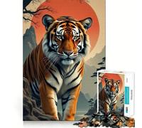 Rompecabezas de 1000 Piezas con diseño de Tigre en un Paisaje de montaña para Adultos Juguete para ejercitar la Mente Diversión Casual Corte de precisión Regalo artístico 50x75cm