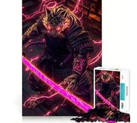 Rompecabezas de 1000 Piezas con diseño de Tigre Guerrero samurái para Adultos Juego Inteligente para aliviar el estrés Diseño de Montaje Sorpresa navideña 50x75cm