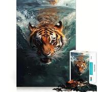 Rompecabezas de 1000 Piezas con diseño de Tigre Nadando bajo el Agua Juguete de lógica Resistente Diversión y Ocio Bordes Transparentes Artículo Coleccionable 50x75cm