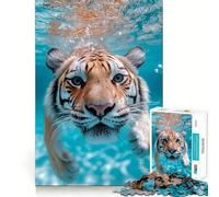 Rompecabezas de 1000 Piezas con diseño de Tigre Nadando bajo el Agua para Adolescentes Juguete para desarrollar la lógica y la Capacidad de Entretenimiento Corte preciso 38x52cm