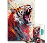 Rompecabezas de 1000 Piezas con diseño de Tigre rugiendo en una Colorida Paleta Ideal para Adolescentes para desarrollar la Memoria y Jugar en Interiores Diseño de Corte Fino Elige tu Deseo