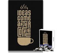 Rompecabezas de 1000 Piezas con diseño de tipografía Ideas Come After Coffee para Adultos y Adolescentes, Memorable y conmovedor, tamaño 38x26cm