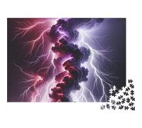 Rompecabezas de 1000 Piezas con diseño de tormenta eléctrica y Cielo Nocturno con relámpagos morados. Juego Educativo para Adultos. Hermosa decoración. Difícil. Regalo de cumpleaños. 38 x 26 cm