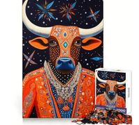 Rompecabezas de 1000 Piezas con diseño de Toro Tribal para Adultos y Adolescentes Ideal para Entrenar la Mente y Relajarse Corte láser Un Bonito Regalo (38x26cm)