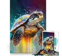 Rompecabezas de 1000 Piezas con diseño de Tortuga, Dibujo al Agua, Corte Limpio, decoración, Juego Mental, Regalo, Tiempo de Juego Relajante, Actividad de cumpleaños (38x52cm)
